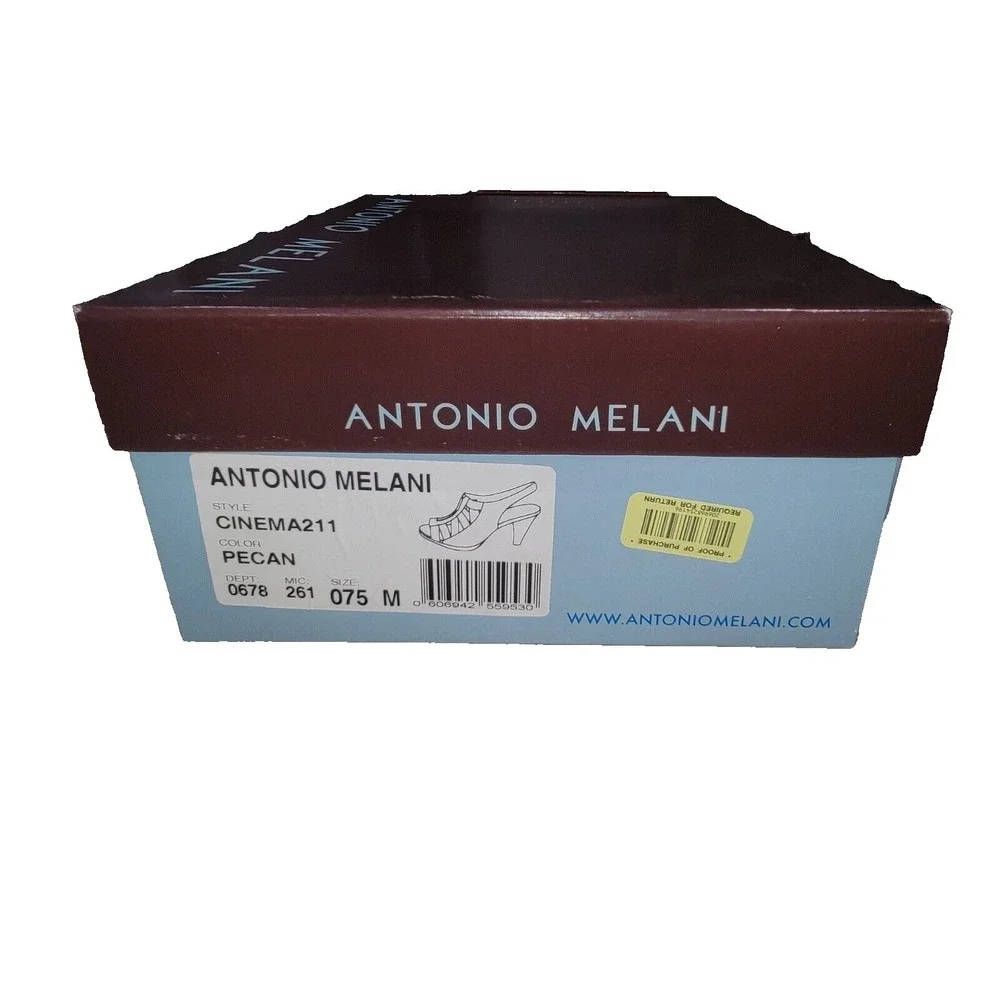 Antonio Melani Cinema Women's Walnut Brown Heeled Leather Sandals Size 7.5 M New